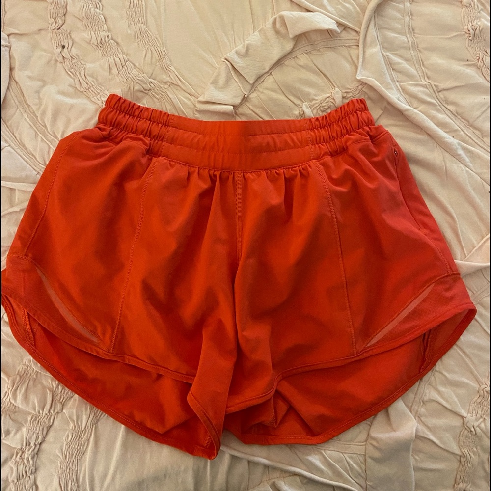 Carnation red lululemon shorts